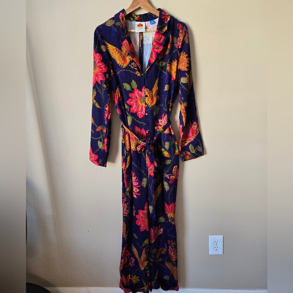 Farm Rio X Anthropologie Floral Button Front Jumpsuit - Picture 7 of 8